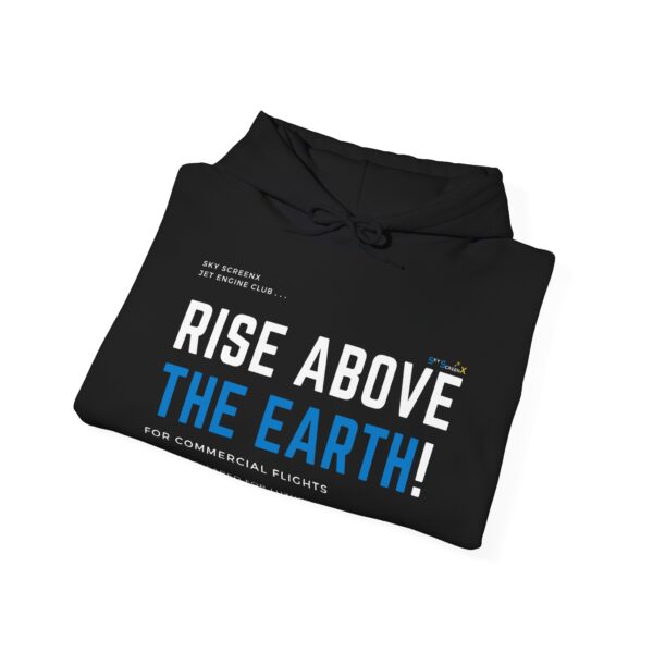 Front/Back Rise Above the Earth Hoodie, Unisex Heavy Blend Sweatshirt, Comfortable Casual Wear, Perfect Gift