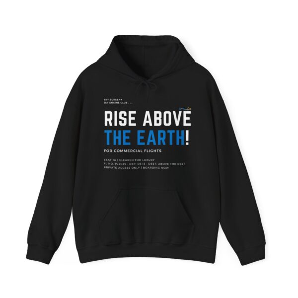 Front/Back Rise Above the Earth Hoodie, Unisex Heavy Blend Sweatshirt, Comfortable Casual Wear, Perfect Gift