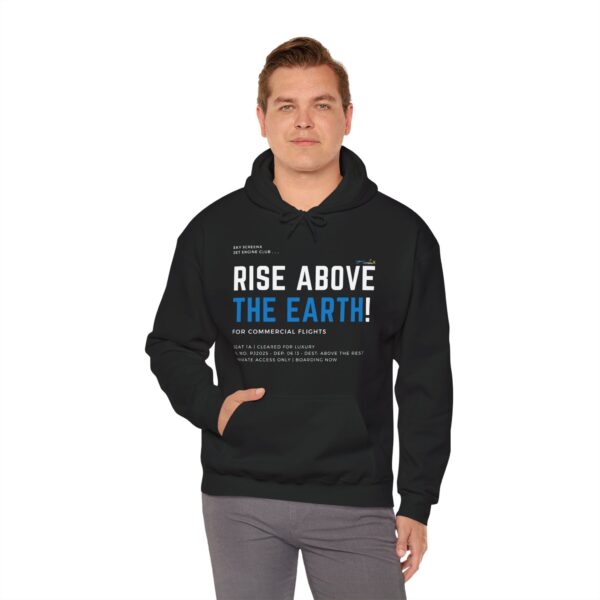 Front/Back Rise Above the Earth Hoodie, Unisex Heavy Blend Sweatshirt, Comfortable Casual Wear, Perfect Gift